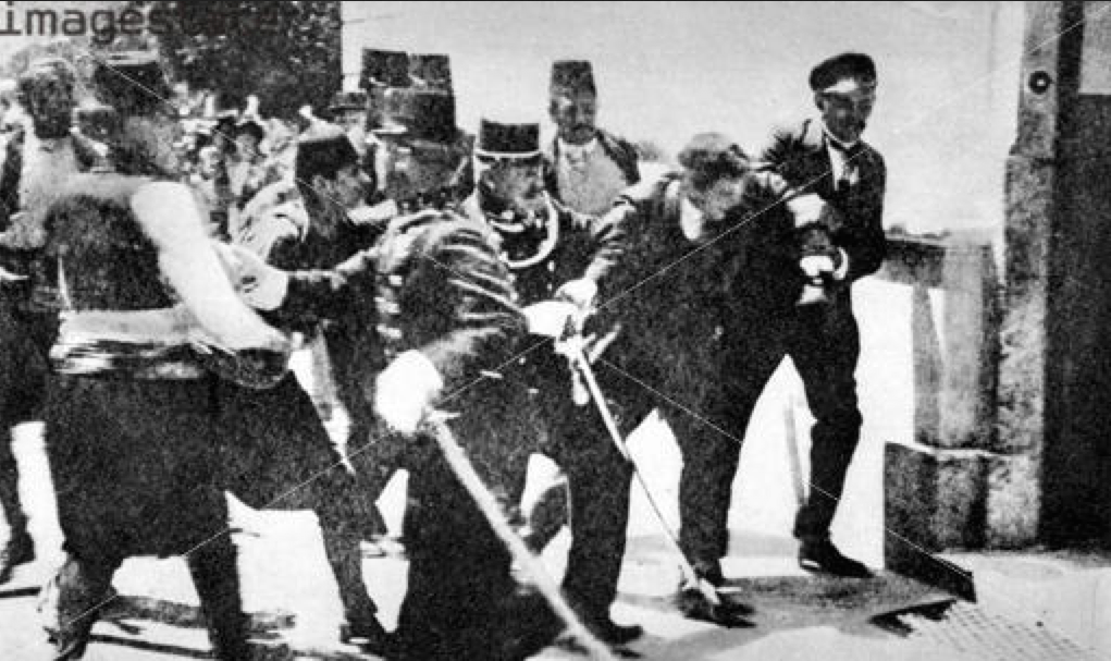 Gavrilo Princip being arrested