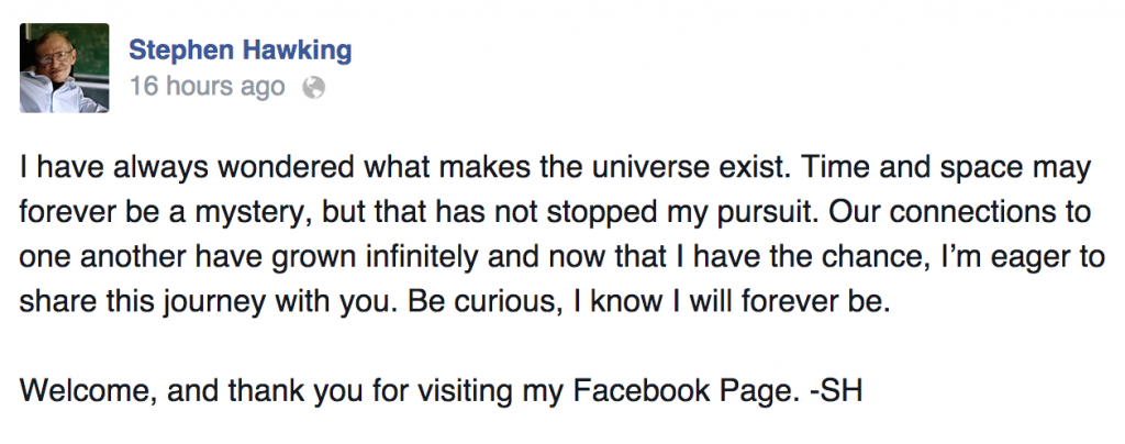 Hawking Facebook